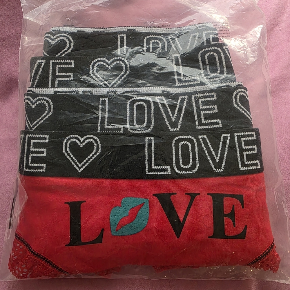 Love Women's Panties Set - Red, Pink, Gray,  & Black